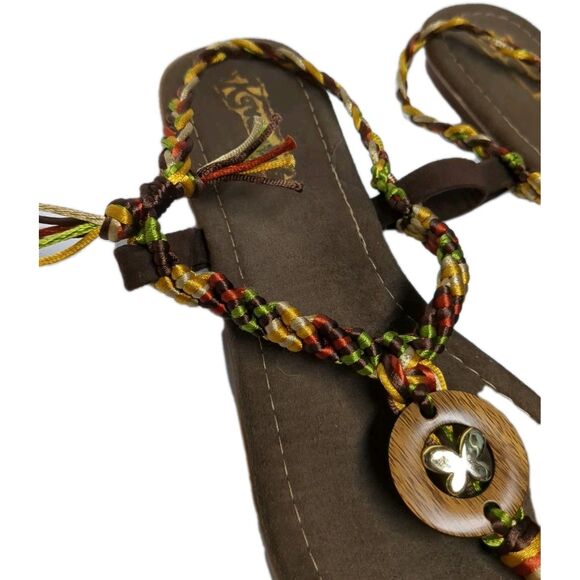 Kavanda Sandals Women 9 Braided Staps Multicolor Butterfly Thong Open Flats Boho - Picture 9 of 9